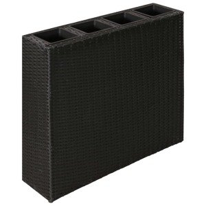 vidaXL Vyvýšený záhradný záhon so 4 nádobami, polyratan, čierny