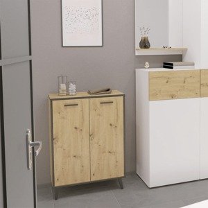 FMD Skrinka na topánky s 5 priehradkami 68,5x33x93,5 cm Artisan dub