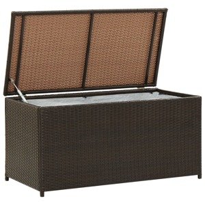 vidaXL Záhradný úložný box hnedý 100x50x50 cm polyratanový