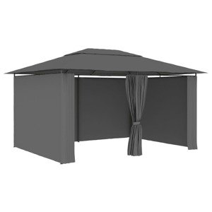 vidaXL Záhradný prístrešok so závesmi 4x3 m, antracitový