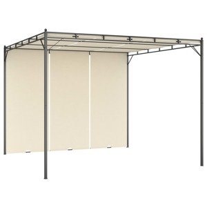 vidaXL Záhradný altánok s bočným závesom 3x3x2,25 m krémový
