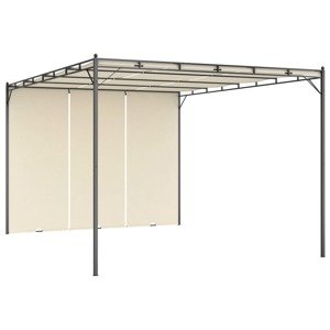 vidaXL Záhradný altánok s bočným závesom krémový 4x3x2,25 m