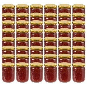 vidaXL Zaváracie poháre so zlatými viečkami 48 ks 230 ml sklo