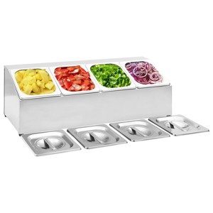 vidaXL Držiak na gastronádoby so 4 GN 1/6 nádobami nehrdzavejúca oceľ