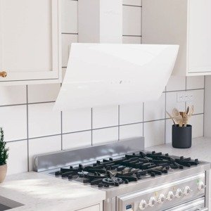 vidaXL Nástenný digestor 90 cm oceľ a tvrdené sklo biely