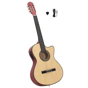 vidaXL Folková klasická gitara s výrezom s ekvalizérom a 6 strunami