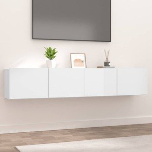vidaXL TV skrinky 2 ks lesklé biele 80x30x30cm spracované drevo