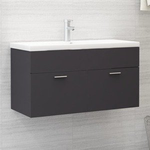 vidaXL Skrinka pod umývadlo, sivá 90x38,5x46 cm, kompozitné drevo