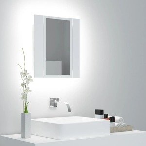 vidaXL Kúpeľňová skrinka s LED a zrkadlom, biela 40x12x45 cm, akryl