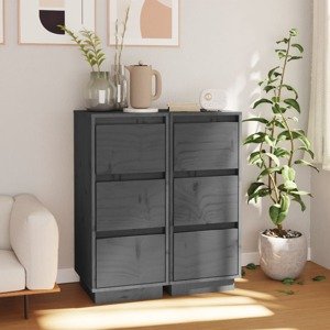 vidaXL Komody 2 ks sivé 32x34x75 cm borovicový masív