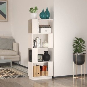 vidaXL Knižnica/deliaca stena biela 51x25x132 cm masívna borovica