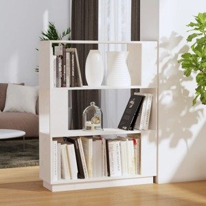 vidaXL Knižnica/deliaca stena biela 80x25x101 cm masívna borovica