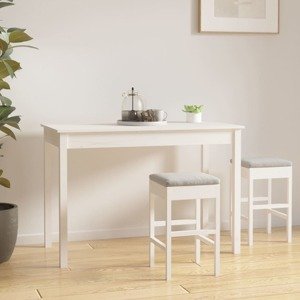 vidaXL Jedálenský stolík biely 110x55x75 cm borovicový masív