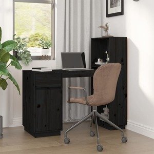 vidaXL Stolík čierny 110x53x117 cm masívne borovicové drevo