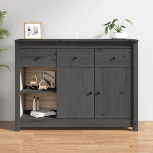vidaXL Komoda sivá 100x35x74 cm borovicový masív