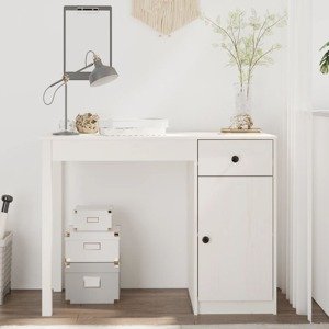 vidaXL Stolík biely 100x50x75 cm masívne borovicové drevo