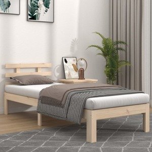 vidaXL Posteľný rám, drevený masív 75x190 cm, malé jednolôžko