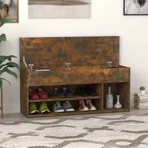 vidaXL Lavica na topánky dymový dub 105x30x45 cm spracované drevo