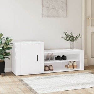 vidaXL Botník biely 130x35x54 cm spracované drevo