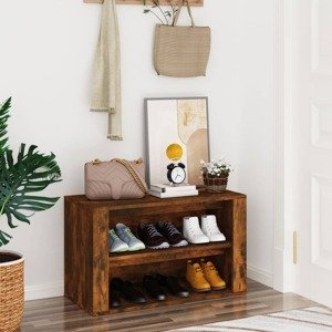 vidaXL Regál na topánky dymový dub 75x35x45 cm spracované drevo
