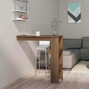 vidaXL Nástenný barový stôl hnedý dub 102x45x103,5 cm kompozitné drevo