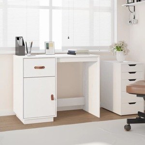 vidaXL Stolík biely 95x50x75 cm masívne borovicové drevo