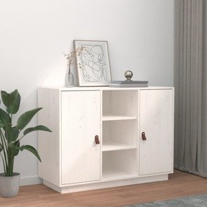 vidaXL Komoda biela 100x40x75 cm borovicový masív