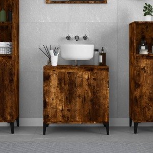 vidaXL Umývadlová skrinka dymový dub 58x33x60 cm kompozitné drevo