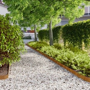 vidaXL Obruby na trávnik 10 ks 10x103 cm pružná korténová oceľ