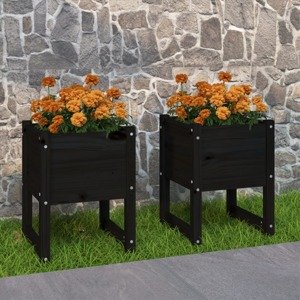 VidaXL Kvetináče 2 ks čierne 40x40x52,5 cm masívna borovica