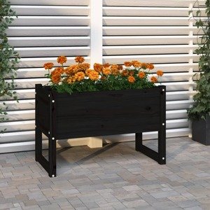 vidaXL Kvetináč čierny 78x40x52 cm borovicový masív