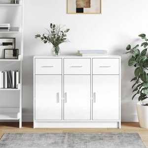 vidaXL Komoda vysoký lesk biela 91x28x75 cm kompozitné drevo
