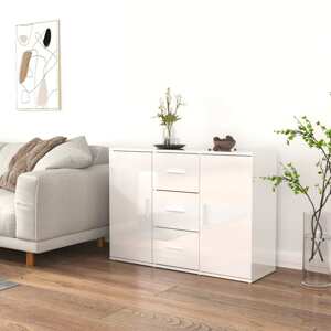 vidaXL Komoda lesklá biela 91x29,5x65 cm spracované drevo