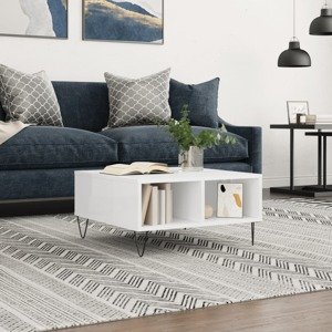 vidaXL Konferenčný stolík vysoký lesk biely 60x60x30 cm kompoz. drevo