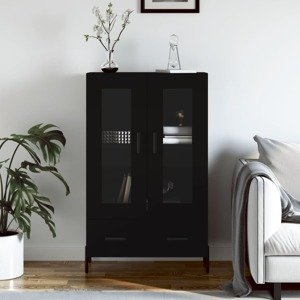 vidaXL Vysoká skrinka čierna 69,5x31x115 cm kompozitné drevo