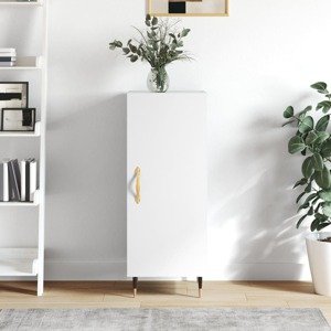 vidaXL Komoda biela 34,5x34x90 cm spracované drevo