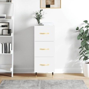 vidaXL Komoda biela 34,5x34x90 cm spracované drevo