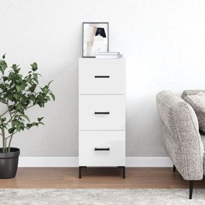 vidaXL Komoda lesklá biela 34,5x34x90 cm spracované drevo
