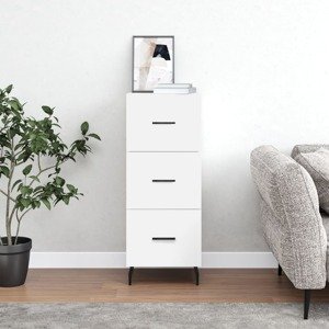 vidaXL Komoda biela 34,5x34x90 cm spracované drevo