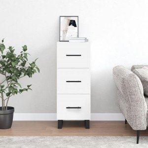 vidaXL Komoda biela 34,5x34x90 cm spracované drevo