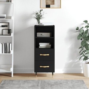 vidaXL Komoda čierna 34,5x34x90 cm spracované drevo