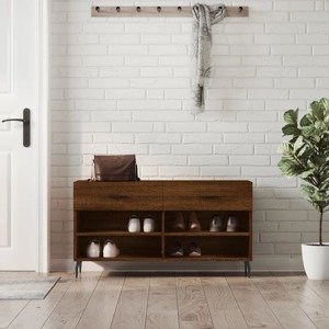 vidaXL Lavička na topánky, hnedý dub 102x35x55 cm, kompozitné drevo