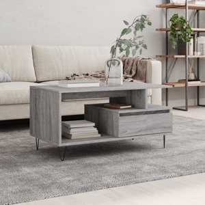vidaXL Konferenčný stolík sivý sonoma 90x49x45 cm spracované drevo