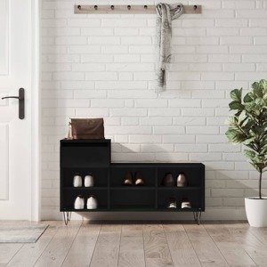 vidaXL Botník čierny 102x36x60 cm spracované drevo