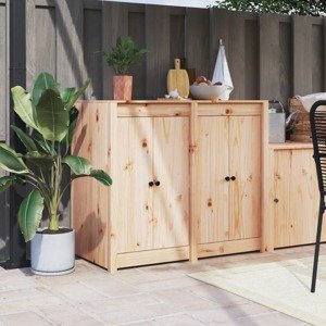 vidaXL Vonkajšie kuchynské dvierka 2 ks 50x9x82 cm masívna borovica