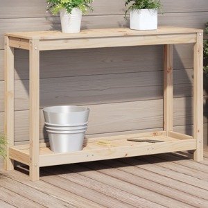 vidaXL Stôl na presádzanie s policou 108x35x75 cm masívna borovica