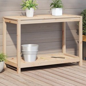 vidaXL Stôl na presádzanie s policou 108x50x75 cm masívna borovica