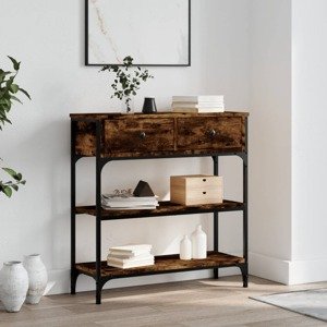 vidaXL Konzolový stolík dymový dub 72,5x25x75 cm kompozitné drevo
