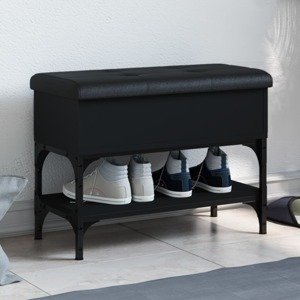 vidaXL Lavička na topánky čierna 62x32x45 cm kompozitné drevo