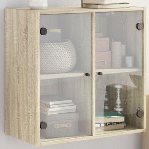 vidaXL Bočná skrinka so sklenenými dvierkami dub sonoma 68x37x68,5 cm